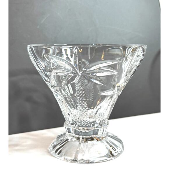 Shannon 24% Lead Crystal South Beach Sherbert Footed Dish Etched Palm Trees - Picture 4 of 7